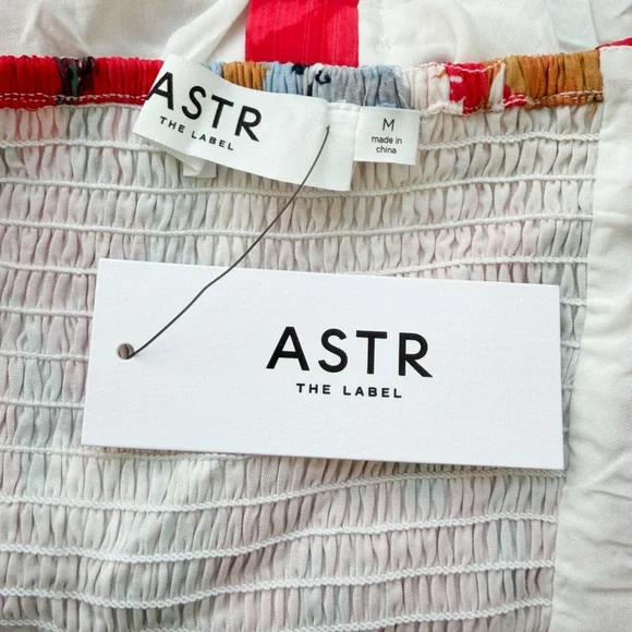 New! ASTR • Ruched Bustier Crop Top in Red Multi Floral - Picture 6 of 9